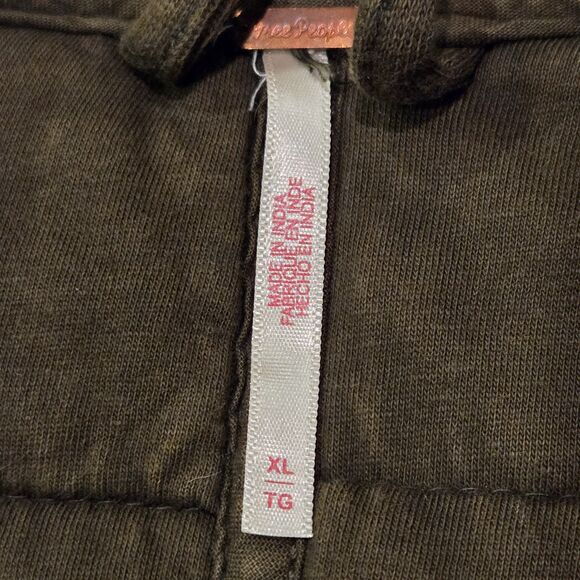 Free People Dolman Quilted Knit Jacket Oversized Zip Dusted Military XL Grunge - Picture 4 of 8